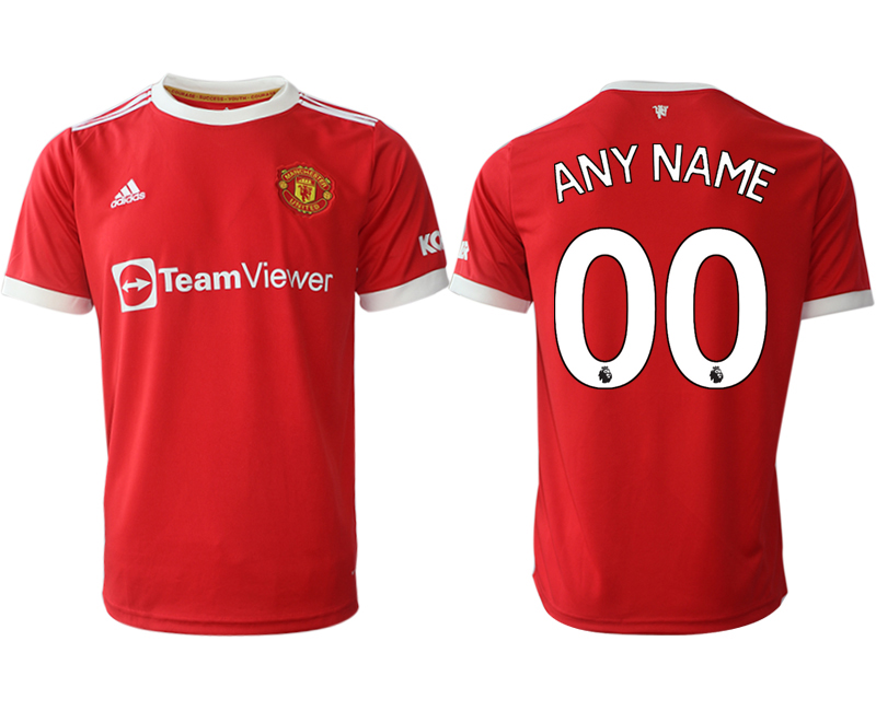 Men 2021-2022 Club Manchester United home red aaa version customized Adidas Soccer Jersey->->Custom Jersey